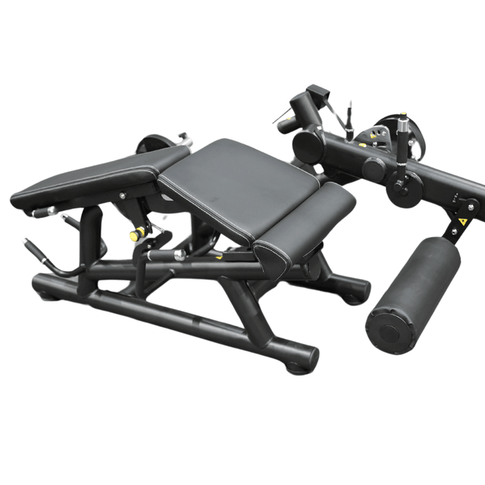 Pro Strength Leg Extension / Prone Leg Curl Combo - Muscle D Fitness - Plate Loaded Quad & Hamstring Machine - Sweatfully