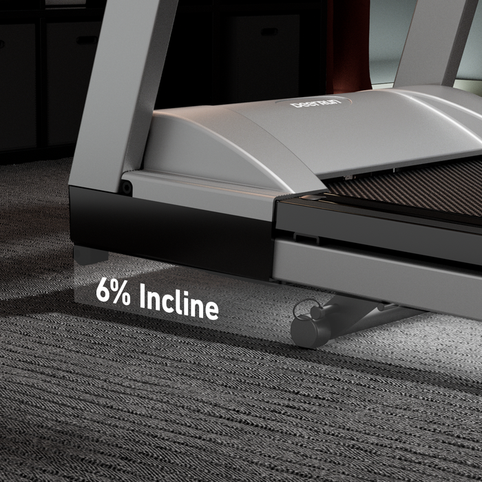 DeerRun A1 Pro Move+  6% Incline Foldable Treadmill——2025 Upgraded Chip & NFC Support | 350Lbs, 10mph Silver - Sweatfully
