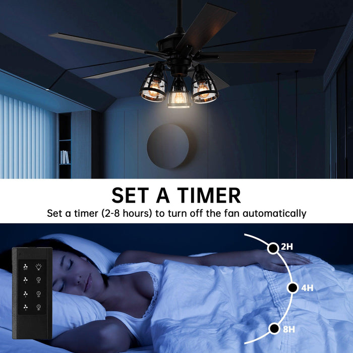 52" Kashmir Traditional Downrod Mount Reversible Ceiling Fan with Lighting and Remote Control - Sweatfully
