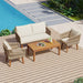 4 Pieces Outdoor Furniture Set with Loveseat, Patio Rope Conversation Set with Cushions for Backyard, Poolside, Garden - Sweatfully