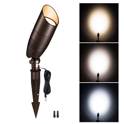 Gardenreet 3000K/4000K/5000K Low Voltage Aluminum Spotlight, 3CCT Adjustable Color Temperature 12V Integrated LED Landscape Lighting (9105) - Sweatfully