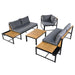 Patio Furniture Set with Loveseats, 4 Pieces Outdoor Sofa Set with Waterproof Cushions, Durable Iron-Wood Design for Garden, Backyard, Poolside - Sweatfully