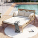 Outdoor Daybed, Patio Daybed with Four Pillows, Wooden Outdoor Bed with Curved Armrests for Poolside, Backyard, Garden - Sweatfully