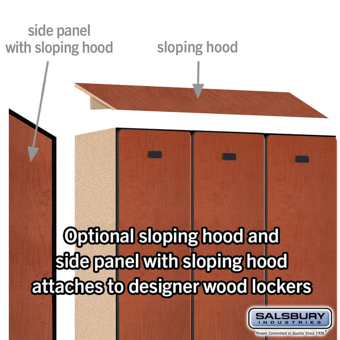 Salsbury 12" Wide Five Tier Box Style Designer Wood Locker - 3 Wide - 5 Feet High - 21 Inches Deep - Cherry - Black Electronic Locks - Sweatfully