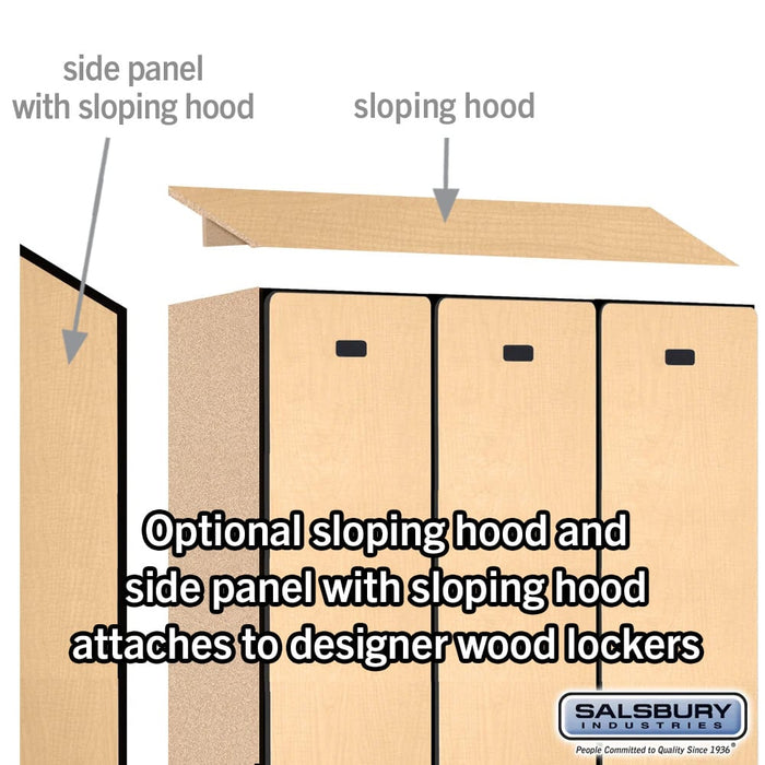 Salsbury 12" Wide Double Tier 'S' Style Designer Wood Locker - 3 Wide - 6 Feet High - 15 Inches Deep - Maple - Black Resettable Combination Locks - Sweatfully