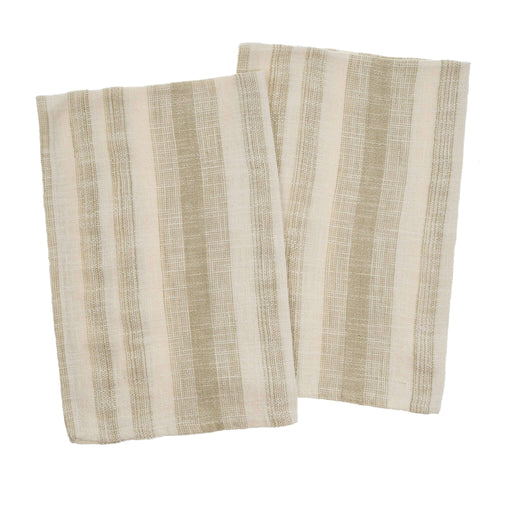 Cabana Stripe Tea Towels Sand set of two - Sweatfully