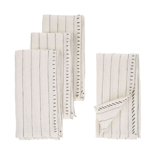 Linen Stripe Napkins Set of 4 Grey - Sweatfully