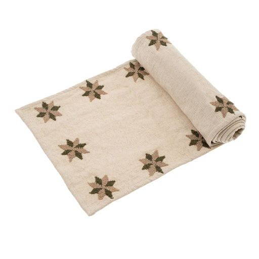 Embroidered Star Table Runner Green - Sweatfully