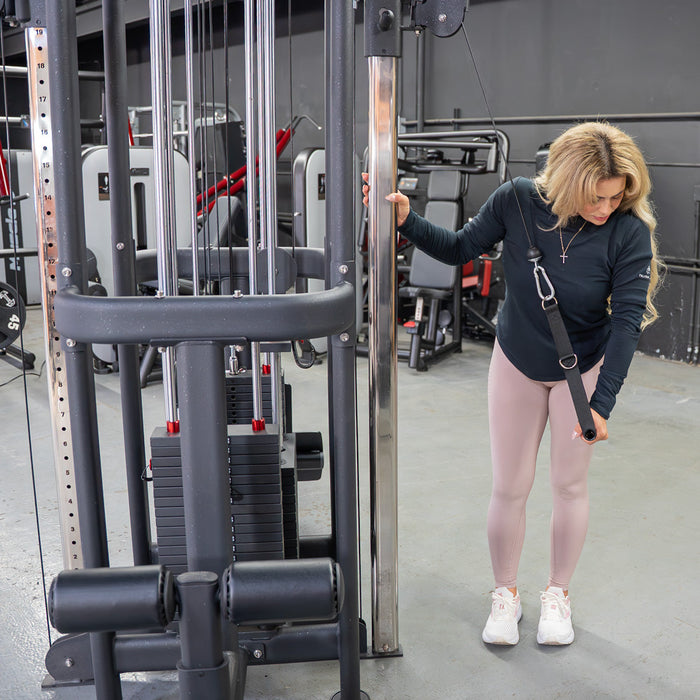 4 Stack Megatron Standard Jungle Gym - 2 Colors - Muscle D Fitness - Low Row, Lat Pulldown, Single Handle Hi/low Pulley, Double Hi/Low Pulley - Sweatfully