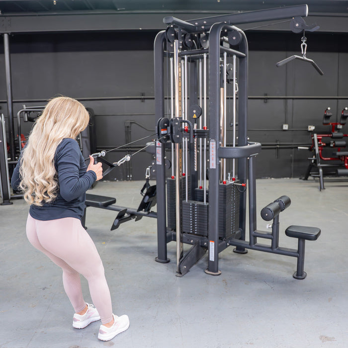 4 Stack Megatron Standard Jungle Gym - 2 Colors - Muscle D Fitness - Low Row, Lat Pulldown, Single Handle Hi/low Pulley, Double Hi/Low Pulley - Sweatfully