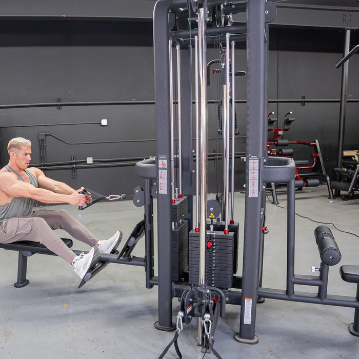 4 Stack Megatron Standard Jungle Gym - 2 Colors - Muscle D Fitness - Low Row, Lat Pulldown, Single Handle Hi/low Pulley, Double Hi/Low Pulley - Sweatfully
