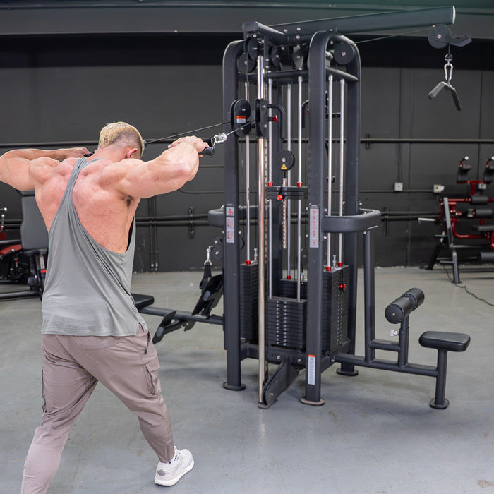 4 Stack Megatron Standard Jungle Gym - 2 Colors - Muscle D Fitness - Low Row, Lat Pulldown, Single Handle Hi/low Pulley, Double Hi/Low Pulley - Sweatfully