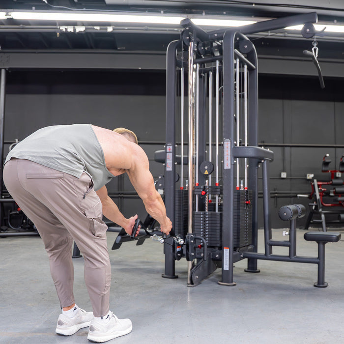 4 Stack Megatron Standard Jungle Gym - 2 Colors - Muscle D Fitness - Low Row, Lat Pulldown, Single Handle Hi/low Pulley, Double Hi/Low Pulley - Sweatfully