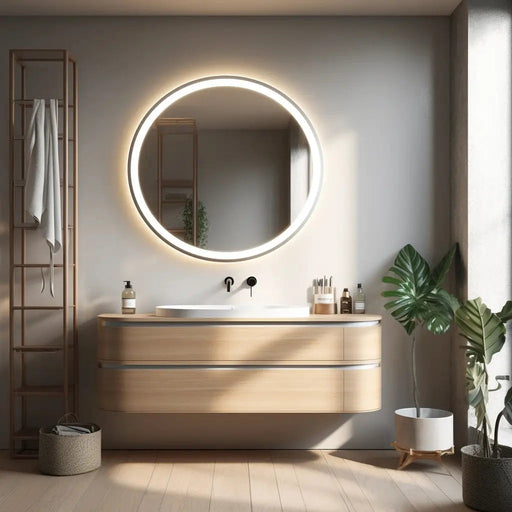 4 in 1 Blacklit Framed Round LED Bathroom Mirror - Sweatfully