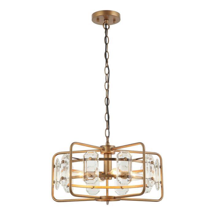 4-Light Golden or Black Modern Crystal Island Pendant Light - Sweatfully