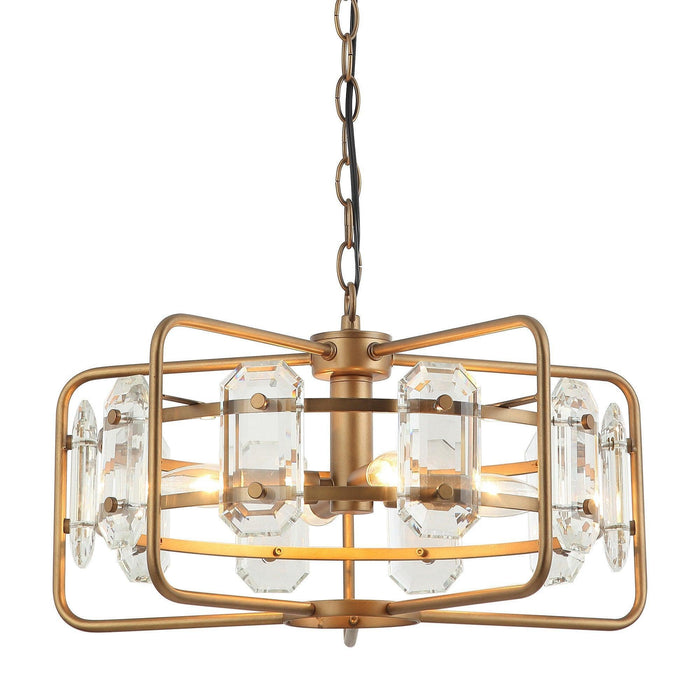 4-Light Golden or Black Modern Crystal Island Pendant Light - Sweatfully