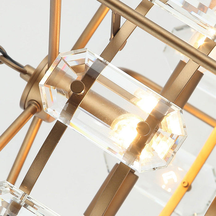 4-Light Golden or Black Modern Crystal Island Pendant Light - Sweatfully
