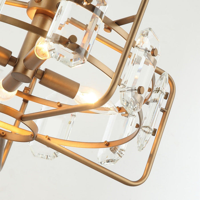 4-Light Golden or Black Modern Crystal Island Pendant Light - Sweatfully