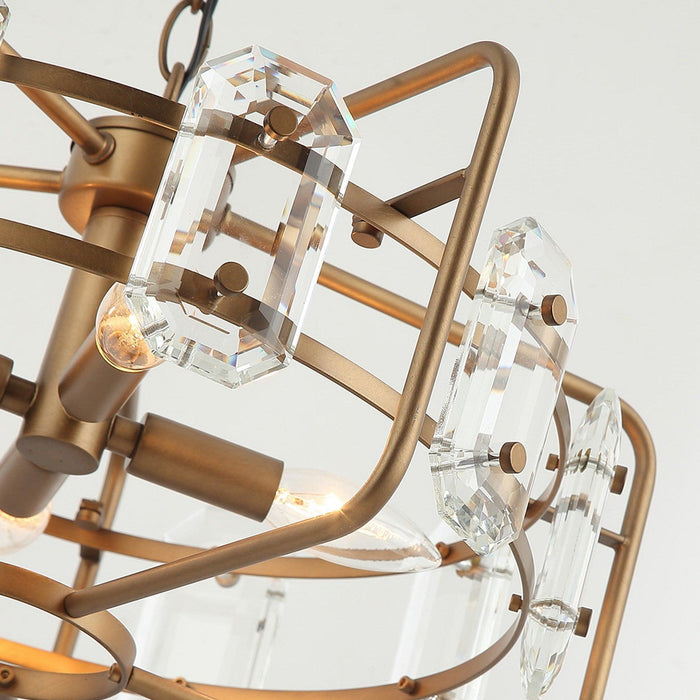 4-Light Golden or Black Modern Crystal Island Pendant Light - Sweatfully