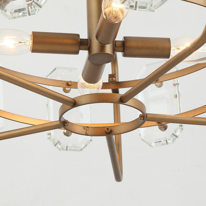 4-Light Golden or Black Modern Crystal Island Pendant Light - Sweatfully