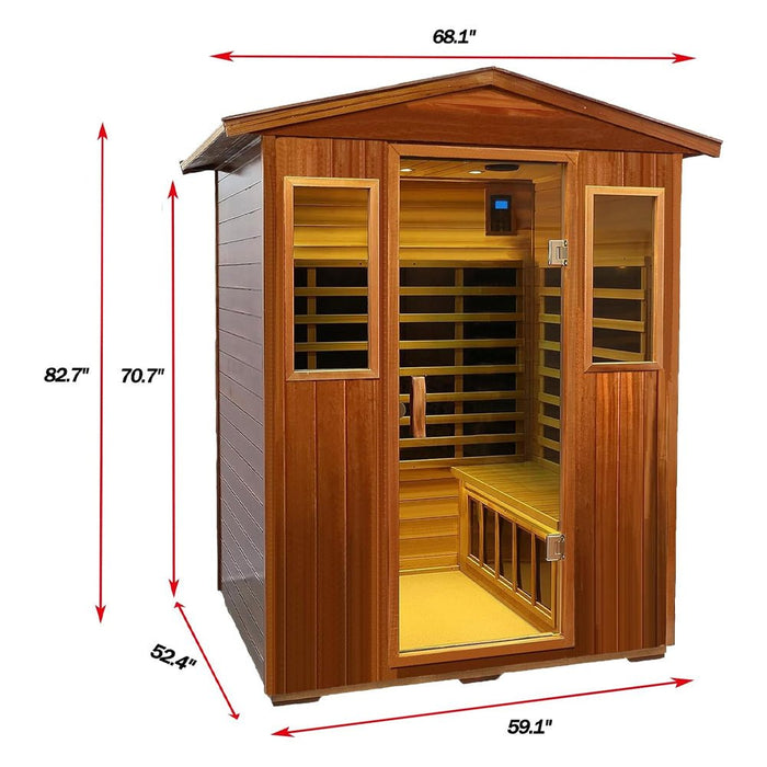 4-Person Luxury Low EMF Outdoor FAR Infrared Home Sauna With Bluetooth Audio, 2050W (SAK15372) - Sweatfully