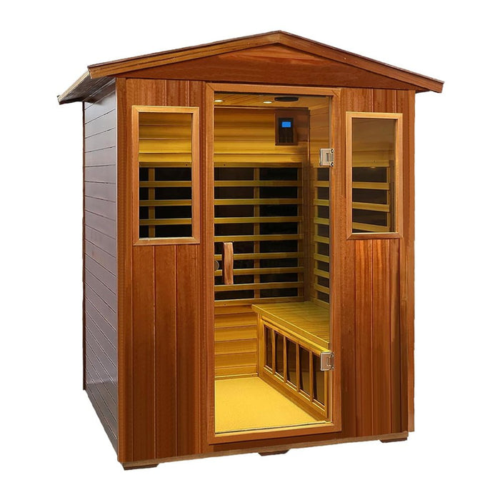 4-Person Luxury Low EMF Outdoor FAR Infrared Home Sauna With Bluetooth Audio, 2050W (SAK15372) - Sweatfully