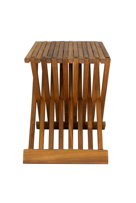 Winchester Teak Shower and Bath Folding Stool with Horizontal Slats - Sweatfully