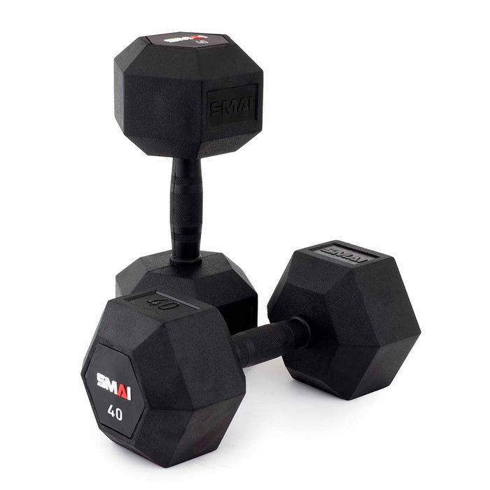 Rubber Hex Dumbbells (Pair) - Sweatfully