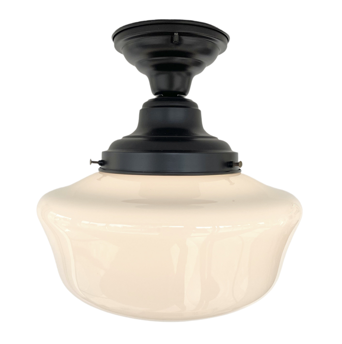 SCHOOLHOUSE Authentic Historical 1930's Antique Milk Glass Ceiling Light - Sweatfully