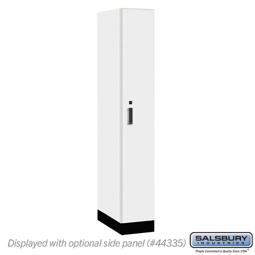 Salsbury 12" Wide Premier Wood Locker - Single Tier - 1 Wide - 6 Feet High - 21" Deep - Arctic White - Electronic Locks - Sweatfully
