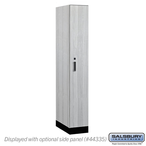 Salsbury 12" Wide Premier Wood Locker - Single Tier - 1 Wide - 6 Feet High - 21" Deep - Silver Teak - Electronic Locks - Sweatfully