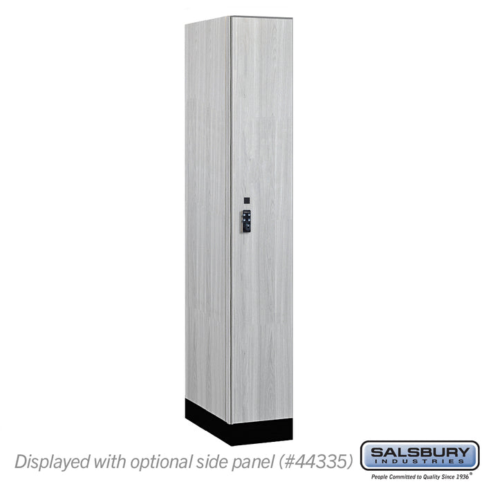 Salsbury 12" Wide Premier Wood Locker - Single Tier - 1 Wide - 6 Feet High - 21" Deep - Silver Teak - Resettable Combination Locks - Sweatfully