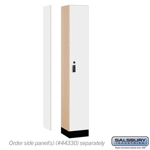 Salsbury 12" Wide Premier Wood Locker - Single Tier - 1 Wide - 6 Feet High - 15" Deep - Arctic White - Resettable Combination Locks - Sweatfully