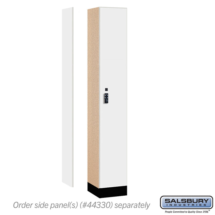 Salsbury 12" Wide Premier Wood Locker - Single Tier - 1 Wide - 6 Feet High - 15" Deep - Arctic White - Resettable Combination Locks - Sweatfully