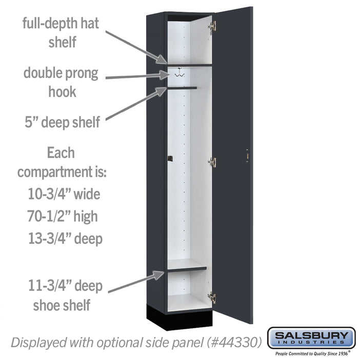 Salsbury 12" Wide Premier Wood Locker - Single Tier - 1 Wide - 6 Feet High - 15" Deep - Carbon Mesh - Hasps - Sweatfully
