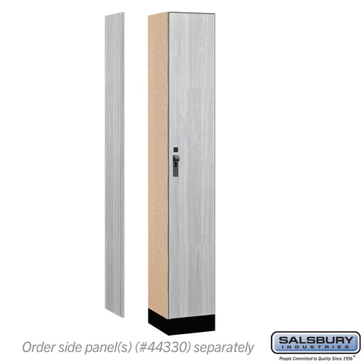 Salsbury 12" Wide Premier Wood Locker - Single Tier - 1 Wide - 6 Feet High - 15" Deep - Silver Teak - Hasps - Sweatfully