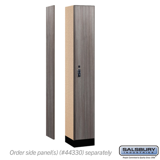 Salsbury 12" Wide Premier Wood Locker - Single Tier - 1 Wide - 6 Feet High - 15" Deep - Skyline Walnut - Resettable Combination Locks - Sweatfully