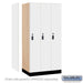 Salsbury 12" Wide Premier Wood Locker - Single Tier - 3 Wide - 6 Feet High - 21" Deep - Arctic White - Resettable Combination Locks - Sweatfully