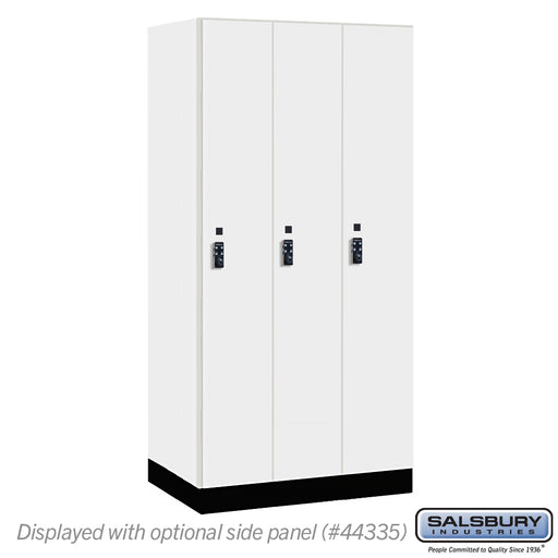 Salsbury 12" Wide Premier Wood Locker - Single Tier - 3 Wide - 6 Feet High - 21" Deep - Arctic White - Resettable Combination Locks - Sweatfully