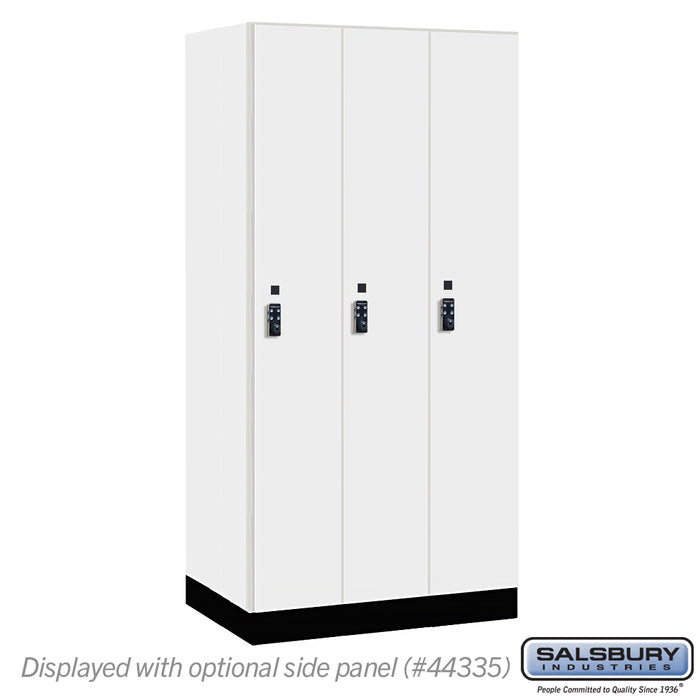 Salsbury 12" Wide Premier Wood Locker - Single Tier - 3 Wide - 6 Feet High - 21" Deep - Arctic White - Resettable Combination Locks - Sweatfully