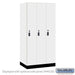 Salsbury 12" Wide Premier Wood Locker - Single Tier - 3 Wide - 6 Feet High - 21" Deep - Arctic White - Resettable Combination Locks - Sweatfully