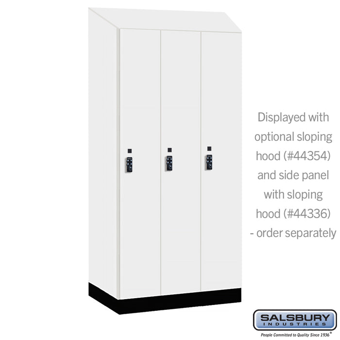 Salsbury 12" Wide Premier Wood Locker - Single Tier - 3 Wide - 6 Feet High - 21" Deep - Arctic White - Resettable Combination Locks - Sweatfully