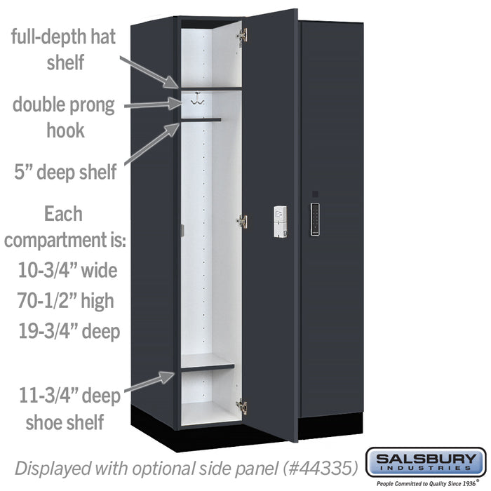 Salsbury 12" Wide Premier Wood Locker - Single Tier - 3 Wide - 6 Feet High - 21" Deep - Carbon Mesh - Electronic Locks - Sweatfully