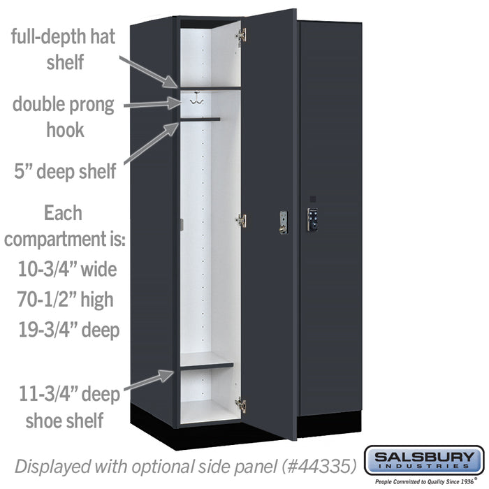 Salsbury 12" Wide Premier Wood Locker - Single Tier - 3 Wide - 6 Feet High - 21" Deep - Carbon Mesh - Resettable Combination Locks - Sweatfully
