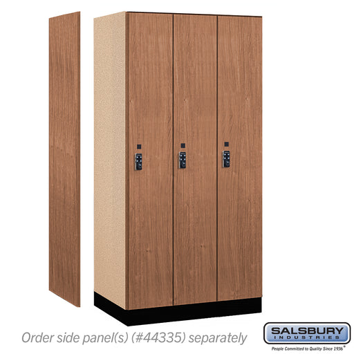 Salsbury 12" Wide Premier Wood Locker - Single Tier - 3 Wide - 6 Feet High - 21" Deep - Red Oak - Resettable Combination Locks - Sweatfully