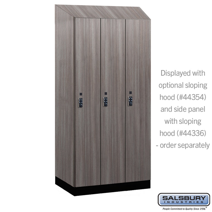 Salsbury 12" Wide Premier Wood Locker - Single Tier - 3 Wide - 6 Feet High - 21" Deep - Skyline Walnut - Resettable Combination Locks - Sweatfully