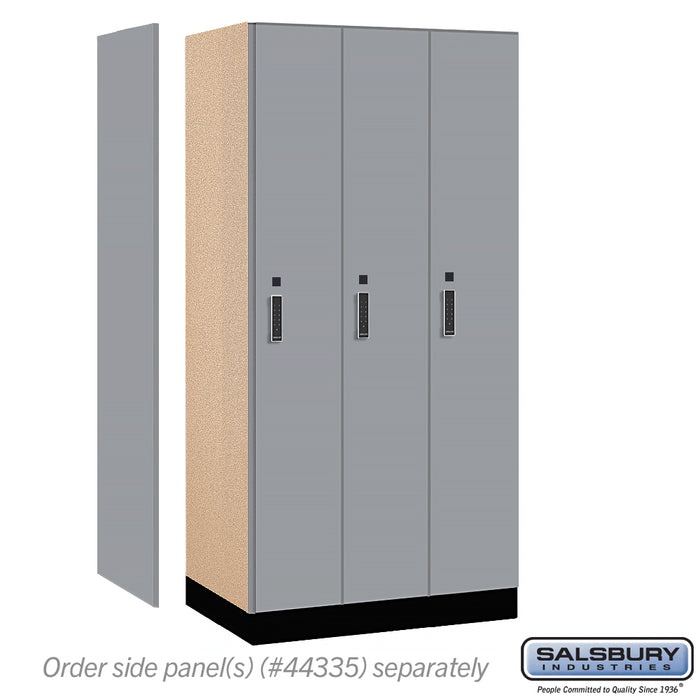 Salsbury 12" Wide Premier Wood Locker - Single Tier - 3 Wide - 6 Feet High - 21" Deep - Winter Fog - Electronic Locks - Sweatfully