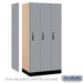 Salsbury 12" Wide Premier Wood Locker - Single Tier - 3 Wide - 6 Feet High - 21" Deep - Winter Fog - Electronic Locks - Sweatfully