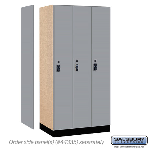 Salsbury 12" Wide Premier Wood Locker - Single Tier - 3 Wide - 6 Feet High - 21" Deep - Winter Fog - Resettable Combination Locks - Sweatfully