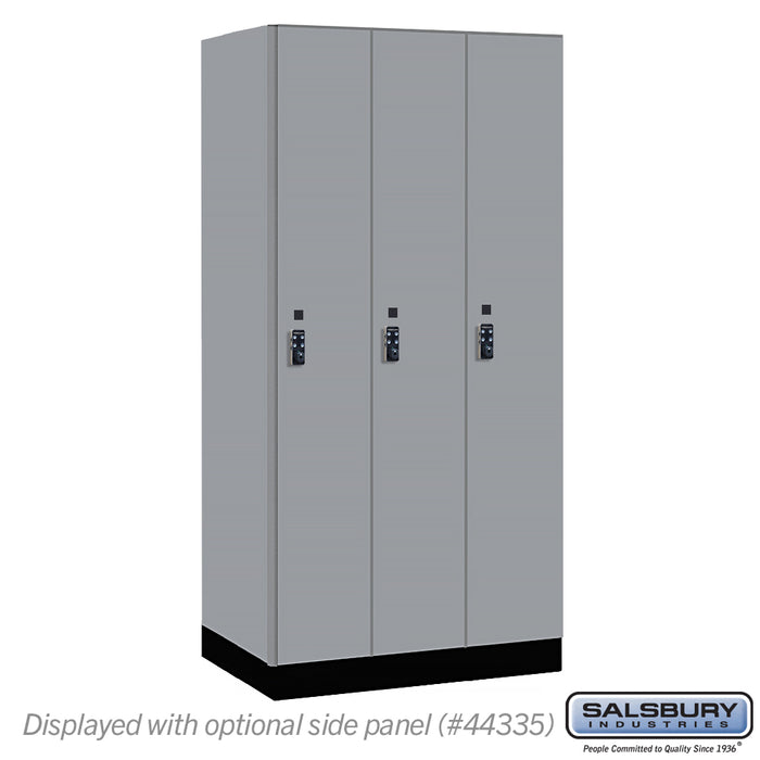 Salsbury 12" Wide Premier Wood Locker - Single Tier - 3 Wide - 6 Feet High - 21" Deep - Winter Fog - Resettable Combination Locks - Sweatfully